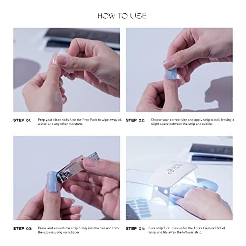 Semi Cured Gel Nail Strips with 20 Pieces, Salon Quality Nail Wraps for Women, Petal French UV Gel Nail Stickers, UV Light Required, Spring Frenchie