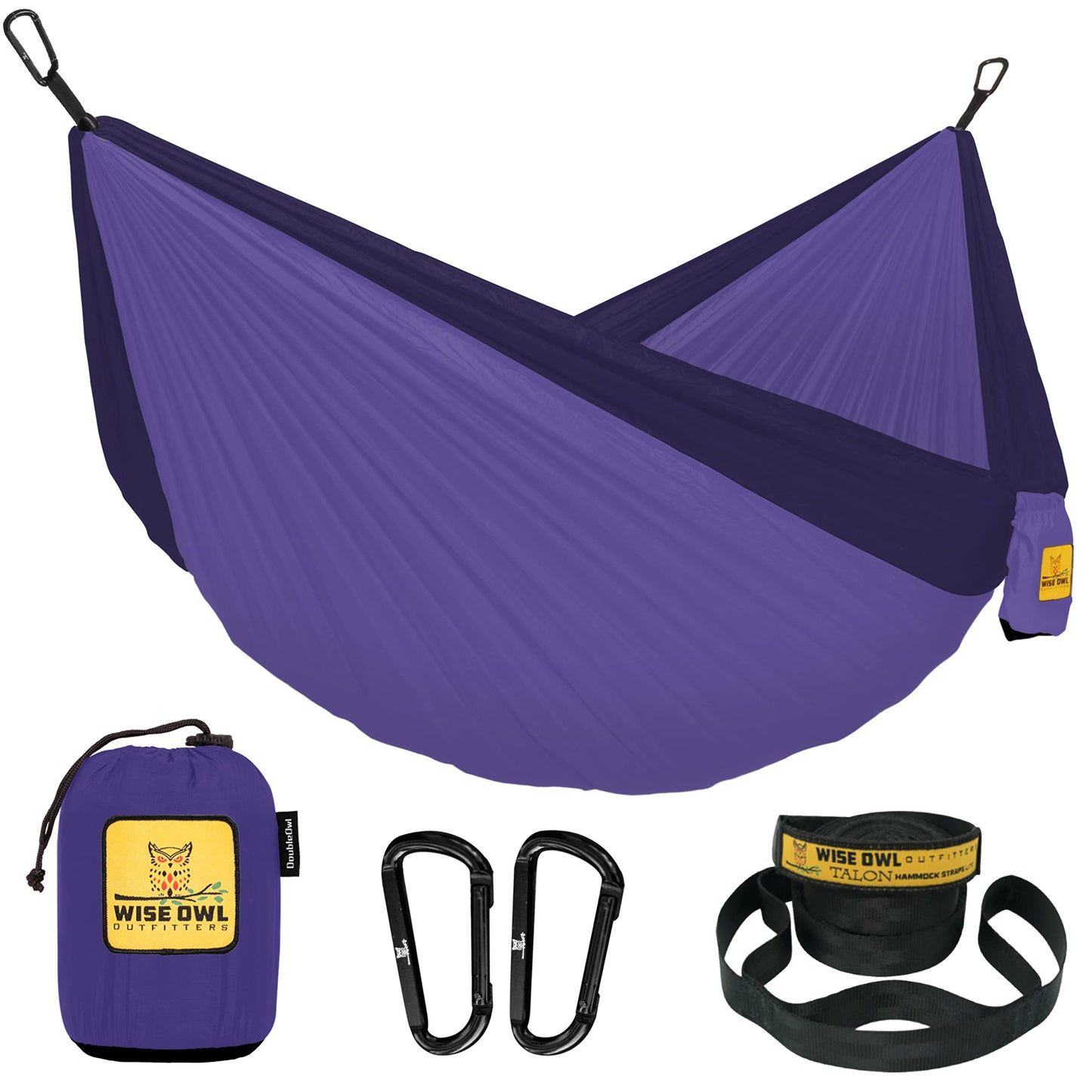 Wise Owl Outfitters Camping Hammock - Camping Essentials, Portable Hammock w/Tree Straps, Single or Double Hammock for Outside, Hiking, and Travel