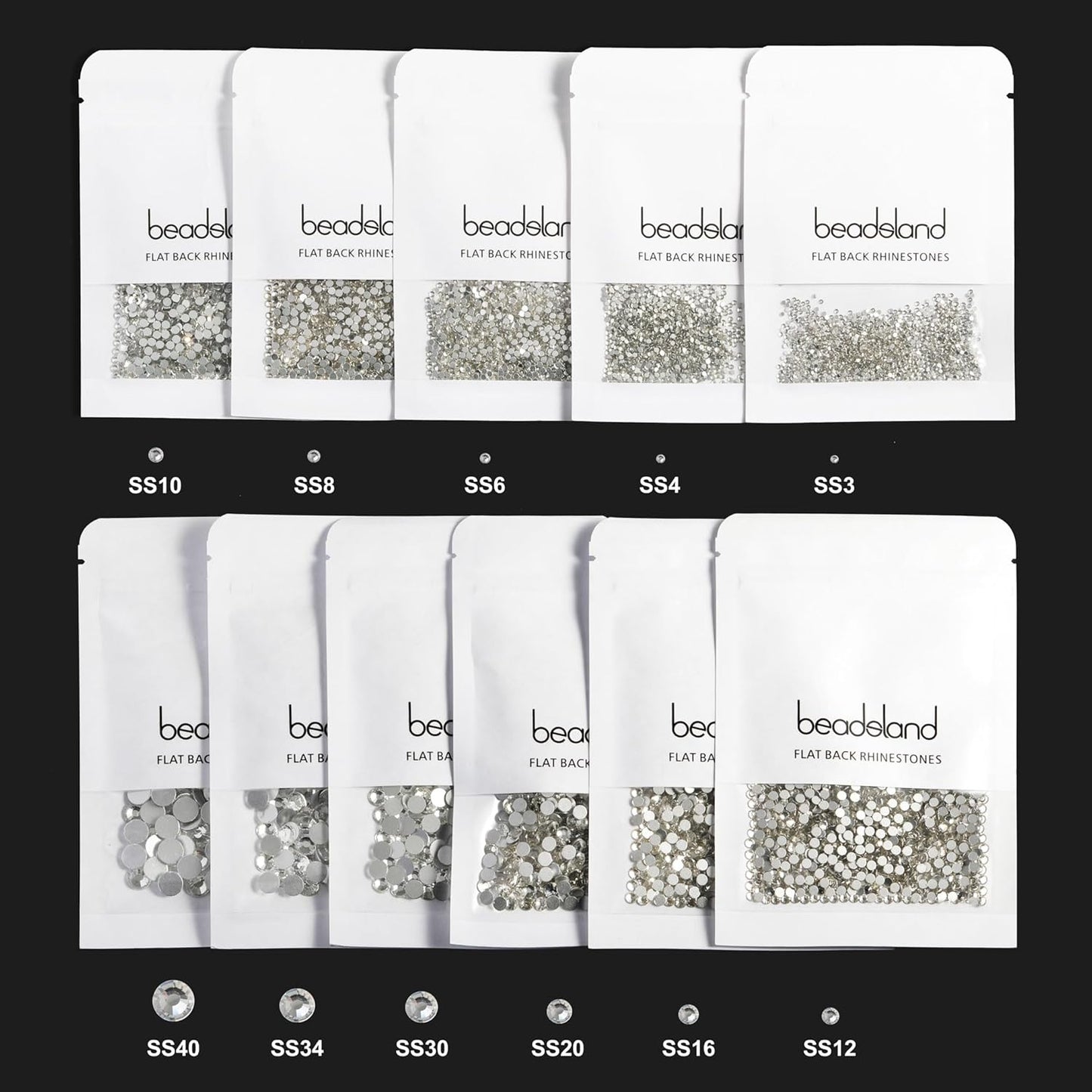 beadsland Flat Back Crystal Rhinestones Round Gems for Nail Art and Craft Glue Fix, Indicolite (2.9-3.0mm) SS12/1440pcs