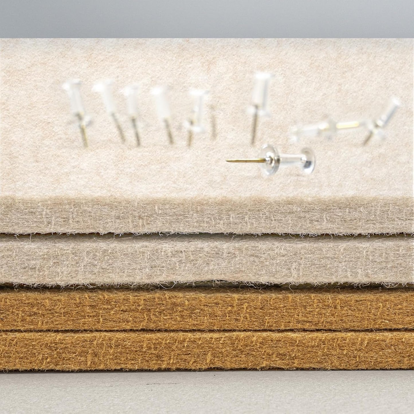Bulletin Board, 35 x 17 1/2 Inches Felt Pin Board - Decorative Cork Alternative for Wall, Foldable Picture Self-Adhesive Vision Prayer Board With 20 Pushpins - Oatmeal