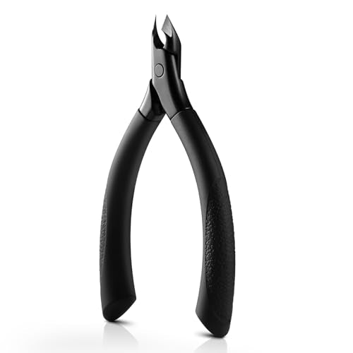 BEZOX Cuticle Trimmer for Salon-Worthy Nails - Professional Half Jaw (5 mm) Cuticle Clippers with Anti-Slip Silicon Handle, Precision Cuticle Cutters Premium Manicure Tool - Dark