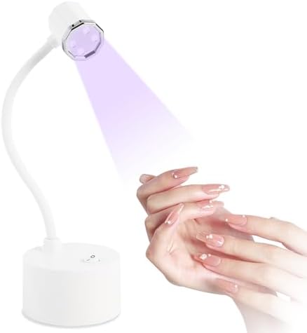 Touch Switch Gel X Lamp,Flash Cure Mini Nail Lamp,Rechargeable Cordless UV LED Light,Gooseneck Nail Gel Dryer for Home Nail DIY Manicure (White)