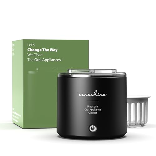 Ultrasonic Retainer Cleaner – Auto-Adjust 39-48kHz Electric Cleaner for Aligner, NightGuard, Mouth Guard, Denture & More | Easy & Quiet