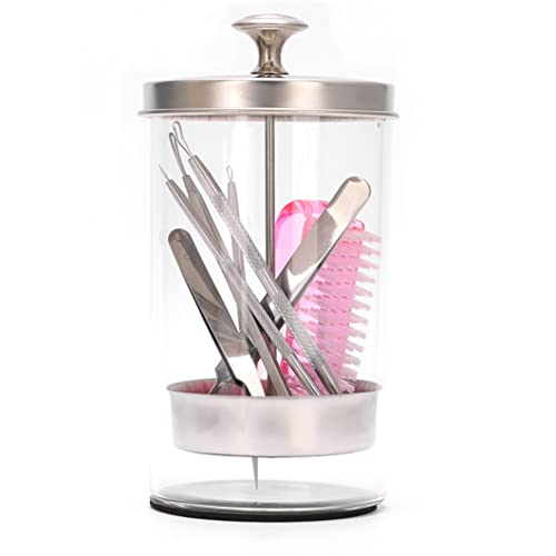 Unbreakable Disinfectant Jar - 21Oz Glass Sterilizing Jar with Removable Straining Tray for Nail Tools and Barber Supplies