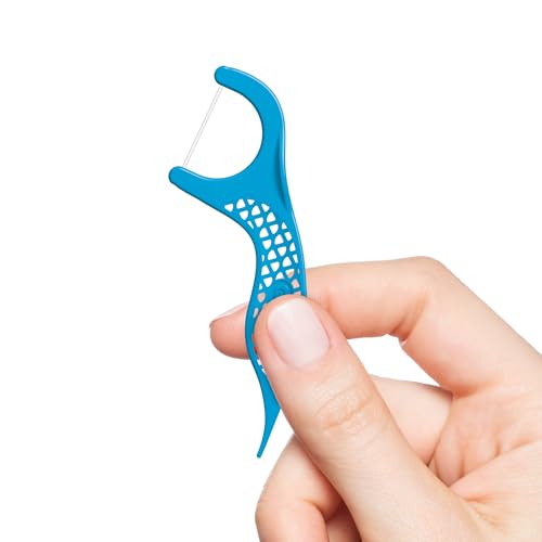 GUM Advanced Care Floss Picks - Dental Flossers for Adults with Vitamin E and Fluoride - Extra Strong Shred-Resistant Dental Floss, Easy Grip Handle, Fresh Mint Flavor, 150 Count