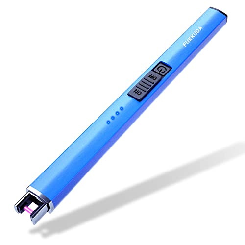 Electric Candle Lighter Plasma Arc Lighters Windproof & Flameless with USB Rechargeable Battery Double Safety Switch (Sapphire Blue)