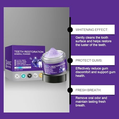Teeth Restoration Mineral Powder, Mineral Tooth Powder, Dental Restoration Mine RAL Po wder, in Strengthening Teeth and Gums, Protect Gums and Freshen Breath 2pcs