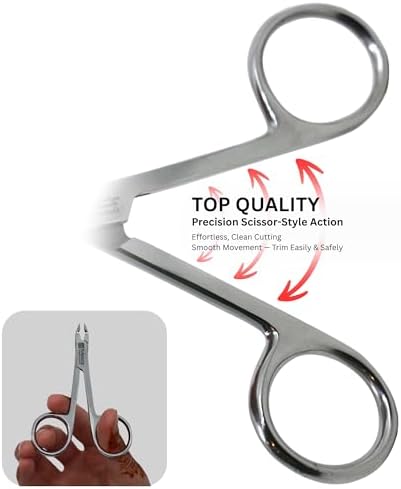 Macs Professional Cuticle Nipper – Surgical Stainless Steel, Precision Half-Jaw Blades, Ergonomic 4-Inch Cuticle Remover & Trimmer for Manicure & Pedicure
