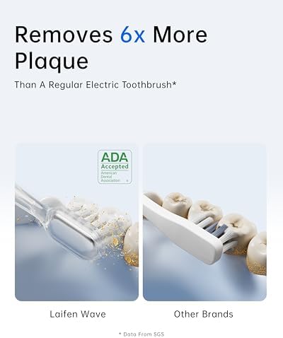 Laifen Wave Electric Toothbrush, Oscillation & Vibration Sonic Electric Toothbrush for Adults with 3 Brush Heads, IPX7 Waterproof ADA Accepted Travel Powered Toothbrush (Stainless Steel)