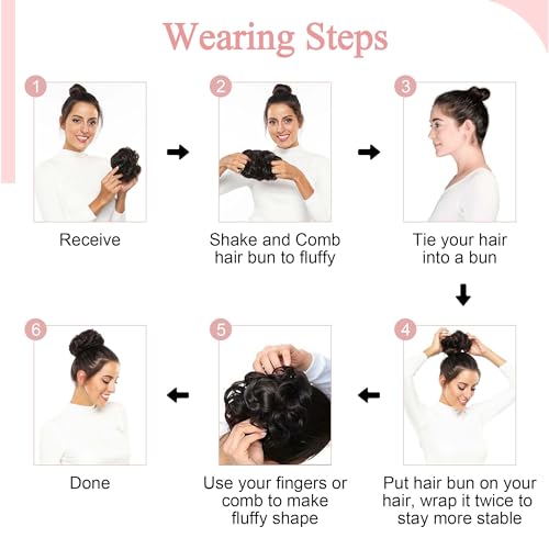 SEGO Human Hair Messy Bun Hairpieces Real Scrunchies Natural Wavy Smoothed Updo Donut Chignon Ponytail Extensions for Women Girls-#02 Dark Brown