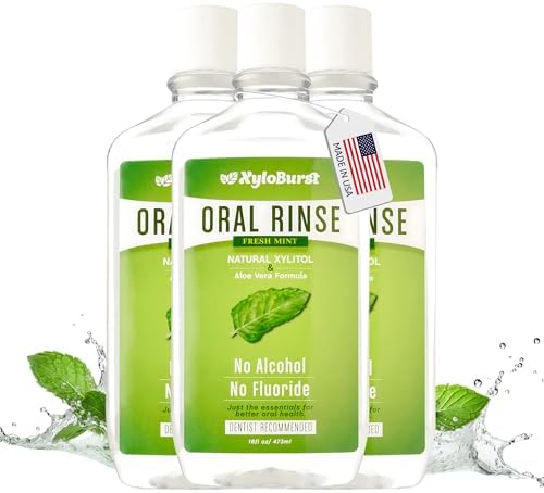 Xyloburst Oral Rinse Natural Mouthwash - Xylitol Mouthwash | Fluoride Free Mouth Wash | Alcohol Free Mouth Wash | Fresh Mint Mouth Rinse | SLS Free | 3-Pack