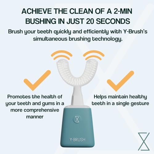 Y-Brush New 2025 Essential - Sonic Electric Toothbrush - 3 Months Battery Life with USB-C - 2 Brushing Modes - Clinically Proven - Adult