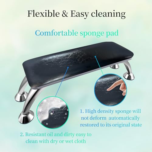 Manicure Hand Rest,Nail Arm Rest for Nail Tech with Nail Table Mat with Manicure Tools for Nail Art,Nail Rest Stand Black