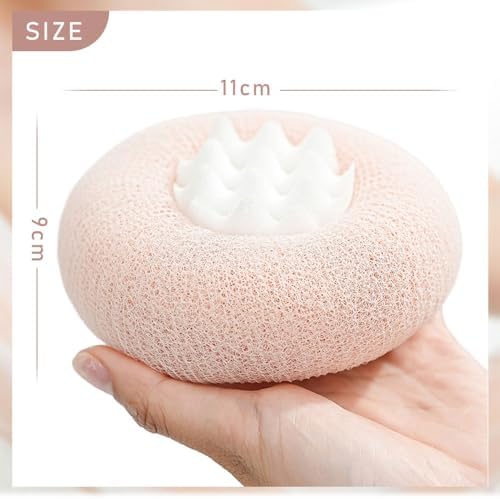 Super Soft Sunflower Suction Cup Bath Ball, 2024 Upgraded 2-in-1 Sunflower Bath Ball Exfoliating Bath Sponge Cleaning Brush, Sponge Mesh Pouf Shower Ball for Women, Men Shower (Purple+Green)