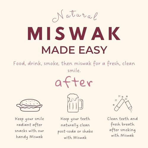 Miswak Sticks for Teeth, Natural Toothbrush, No Toothpaste Needed, Miswak Toothbrush Stick also known as Siwak Chew Sticks for Humans, Meswak, مسواك