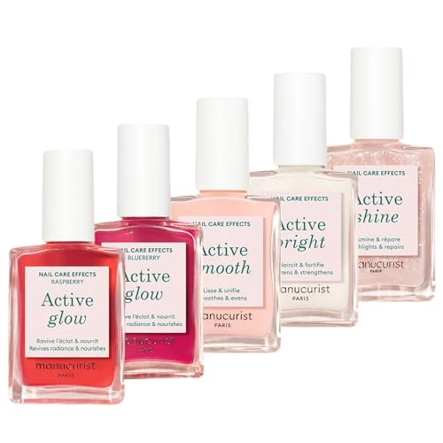 Manucurist Rainbow Active™ Full Range 5-Pack - Nail Care & Polish Set - No Lamp - 5 Treatment Nail Polish : Glow Raspberry, Glow Blueberry, Shine, Smooth, Bright - Beauty Gifts for Women