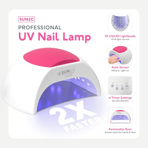 SUNUV Gel Nail Polish Kit with UV Light for Nails SUN2C 48W, 16 Colors Gel Polish Sets, Base and Top Coat with 8 PCS Manicure Tools Gift for Women