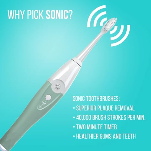 TAO Clean UV Sanitizing Sonic Toothbrush and Cleaning Station, Electric Toothbrush, Dual Speed Setting, Seaglass Green