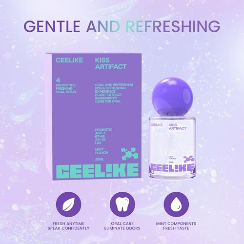 CEELIKE Probiotic Oral Spray for Long-Lasting Freshness, Alcohol-Free Oral Spray with Probiotics for Breath Care, Convenient Travel-Sized Breath Spray(0.68oz) (20ml) (2PC)