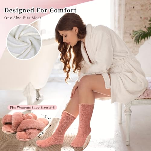 Birthday Gifts For Women, Bathrobe Set With Silky Satin Sleep Mask, Spa Robe and Slippers set, Scented Candle Self Care 7 Pack Set Suitable For Christmas Thanksgiven Day Red