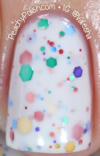 KBShimmer Oh Splat White Glitter Nail Polish with Rainbow Glitters- 0.5 oz Full Sized Bottle