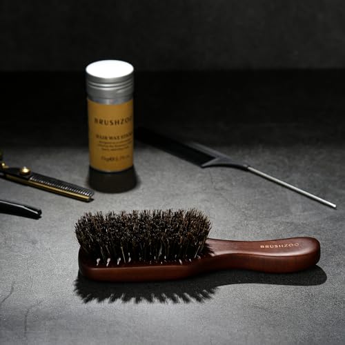 Hair Brush for Men, Beard Brush for Men Smooths Softens Beard and Exfoliates Skin and Scalp, 100% Boar Bristle Beard Brush for Beard & Short Hair Detangle add Natural Shine
