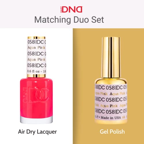 DND DC Gel Polish Set, Pink Collection, UV/LED Gel Polish and Air Dry Nail Lacquer, Matching Chip-Free Polish Duo, 009 Carnation Pink, 0.5 Fl Oz