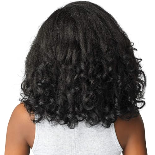 Sensationnel Curls Kinksandco Half Wig - Rain Maker Instant Weave Drawstring Cap for Natural 3C to 4C Hair Textures (1B OFFBLACK)