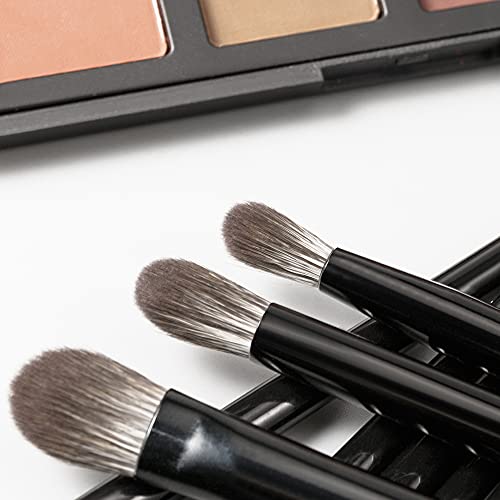 Anmor Luxurious Black Makeup Brush Set, Premium Makeup Brushes for Foundation Kabuki Powder Blush Eyeshadow Blending Crease Makeup, Superior Soft Luxurious Makeup Brush Set with Micro Crystal Fiber