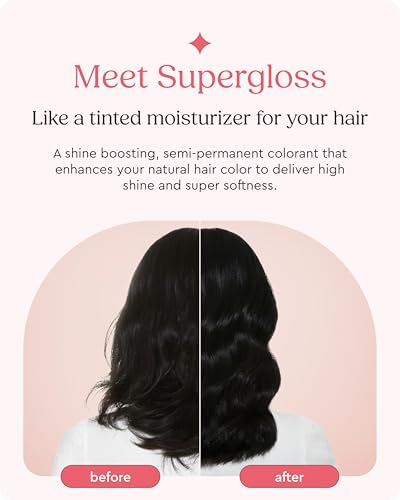Glaze Supergloss Color Conditioning Gloss With Dispensing Pump – Hydrating Semi-Permanent Color Hair Gloss & Shine Boost – For Dark Brown Hair to Black Hair – 6.4 Fl Oz - Luminous Licorice