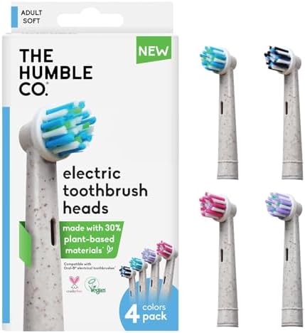 The Humble Co. Electric Toothbrush Heads – Replacement Heads Compatible with Oral B Toothbrush, Helps Remove Plaque and Eliminate Bad Breath (4pk)