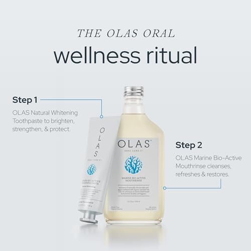 Olas Alcohol Free Mouthwash & Oral Rinse - Marine Bio-Active Mouth Rinse with Essential Oils & Antioxidants for a Healthy Oral Microbiome - Fluoride Free Natural Mouthwash (3 Count, 1 Fl Oz Each)