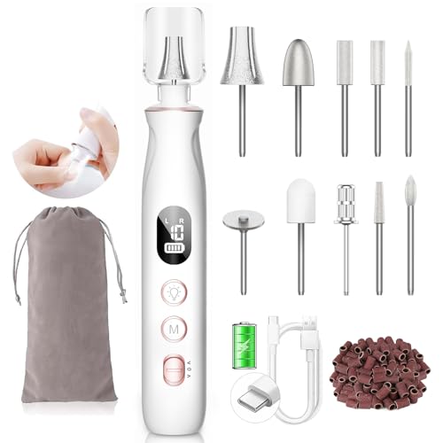 Nail Drill Electric Nail File - Cordless Professional Nail Filer for Manicure and Pedicure, Portable Nail Drill Machine Kit for Acrylic Gel Nails Thick Toenails Nail Grind