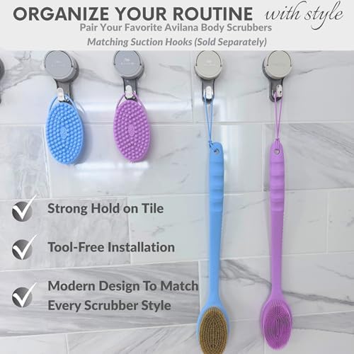 Avilana Silicone Body Scrubber – Gentle Shower Brush & Loofah Alternative- Food Grade & Lab Tested – Fast-Drying, Hygienic, BPA-Free Silicone Body Gentle Exfoliator (Green, Massage)