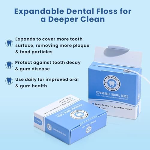 Expandable Dental Floss 3 Pack I Plastic-Free Dispenser I 50 Meter / 164 feet per Pack I Gentle Glide for Effective Cleaning I Mint Flavor