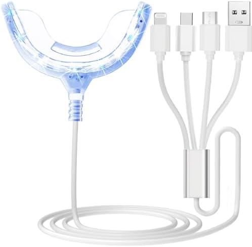 Teeth Whitening Accelerator Light, 16x More Powerful Blue LED Light, Mouth Tray Teeth Whitening Enhancer Light Trays Connected with iPhone/Micro-USB Android/USB for Home Use