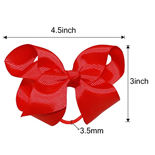 WillingTee 40Pcs 4.5 Inches Boutique Pops Hair Bows Elastic Hair Ties Grosgrain Ribbon Big Cheer Bow Ponytail Holder Elastic Ties for Girls Toddlers Kids Teens 20 Colors in Pairs
