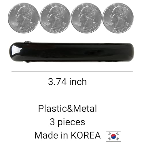 Stylish Tortoise Shell Hair Clip - Autoclasp Barrettes For Styling in an Updo, Bun, Ponytail - Strong Korea Made Accessory for Thick, Medium Volume Hair - Set of 3 Pieces, 3 Colors