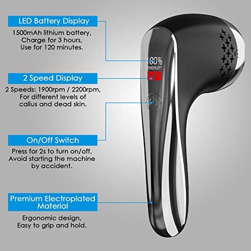 Electric Foot Callus Remover with Vacuum 13-in-1 Rechargeable Foot Scrubber Dead Skin Remover, Waterproof Foot File Pedicure Kit Tools with 2 Speed, Foot Care Kit with LED Battery Display