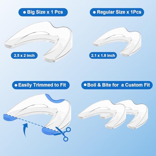 Mouth Guard for Grinding Teeth at Night - Custom Moldable Dental Guard for Teeth Clenching and Bruxism Relief, BPA-Free Night Guard with Cleaning Tablets, 4 Packs, 2 Sizes