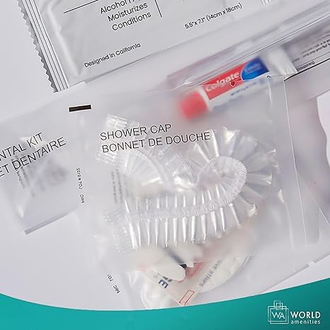 Waterproof Shower Cap (Clear Frosted Sachet), Travel Size Hotel Amenities, Airbnb