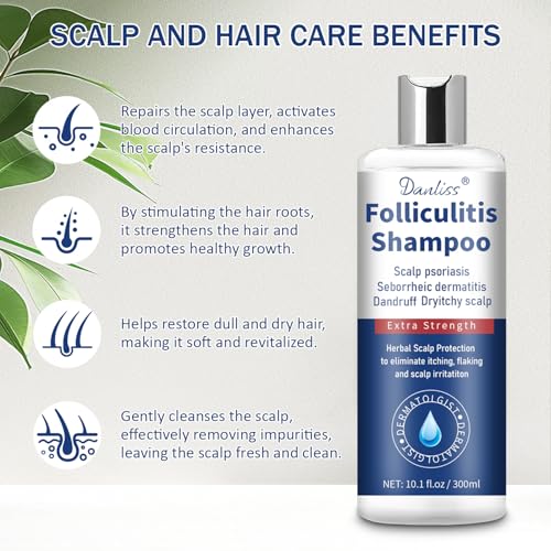 Sulfate Free - Anti Fungal Folliculitis Treatment Shampoo With Formula for Prone to Folliculitis,Seborrheic Dermatitis,For Normal to Oily Scalp Relieves Itchy & Dry Scalp, Dandruff - 10.1 Oz