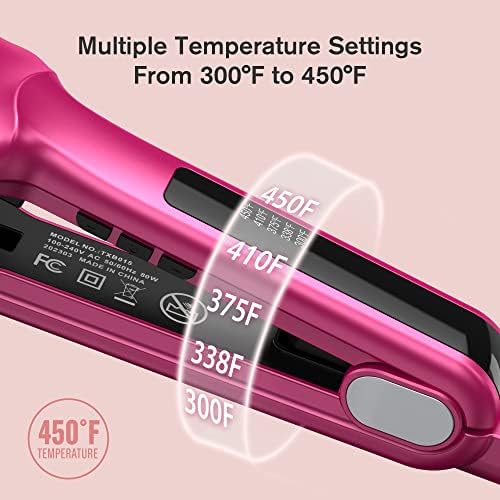 Terviiix Flat Iron Hair Straightener, 2 Inch Widest Ceramic Flat Iron for Hair, Professional Straightening Irons with Adjustable Temp, Fast Styling for Silky Smooth Hair, Dual Voltage, Auto Off, Pink