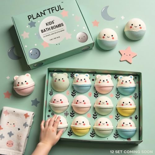 Plantful™ Natural Bath Bomb for Kids, Non-Toxic, Bubble podz, Fluffy Foam soap, Holiday Gifts, Bubble Bath Fizzy for Girls Boys, 9 Pack, Toddler, Pure Essential Oil