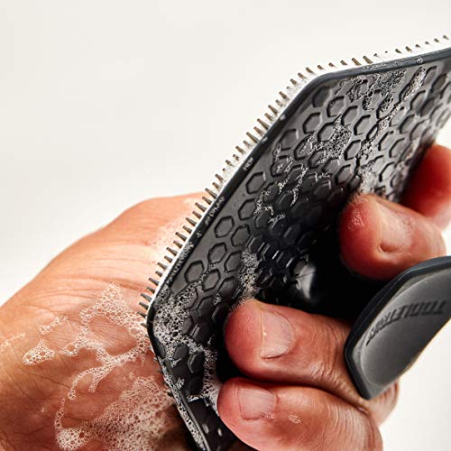 TOOLETRIES Body Scrubber - Exfoliates & Deep Cleans - Silicone Shower & Bathroom Accessory with Bespoke Bristles and Ergonomic Handles - Charcoal