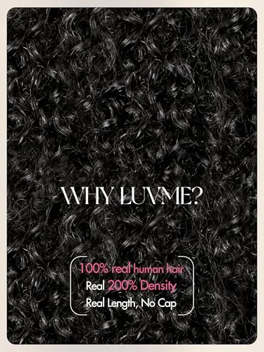 LUVME HAIR Half Wig Kinky Curly Flexi-Fit Invisi 3 in 1 Wigs Flip Drawstring Wig 200% Density Glueless Wigs 100% Human Hair Natural Black Ready to Go Headband Wig for Women 18 Inches