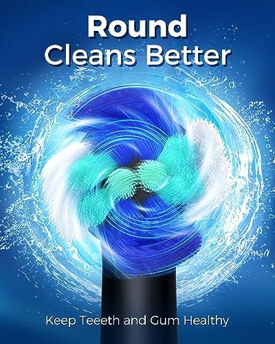 Rotating Electric Toothbrush for Adults with 8 Brush Heads (2 Types), 4 Modes Deep Clean Electric Toothbrush with Rechargeable Power and 2 Min Smart Timer (1- Black, p1)