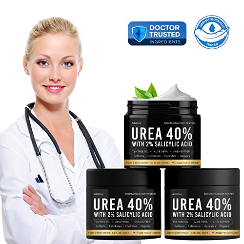 Urea Cream 40 Percent for Feet Maximum Strength, Urea Foot Cream for Dry Cracked Heels Feet Knees Elbows, 40% Urea Foot Repair Lotion 5.3 OZ