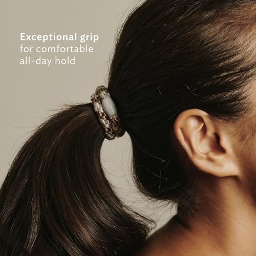 Black Hair Ties for Thick Hair, Grab & Go Pony Tube, 15 Pack, Black Pack, Thick No-Crease Bands with Strong Hold, Damage-Free Design, Sleek Everyday Style | L. Erickson