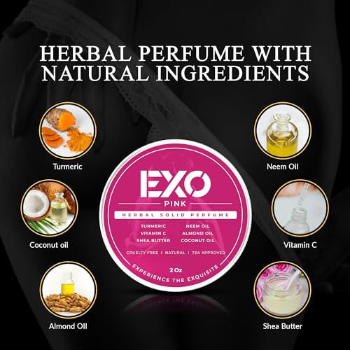 EXO Herbal Eau de Parfum Solid Perfume, Floral & Sweet, Herbal Perfume, with notes of Iris, Earthy Patchouli, Warm Vanilla & Spun Sugar, Alcohol-Free, Gift, Fragrance for Women, 2 oz (2 Pack Gift Box)